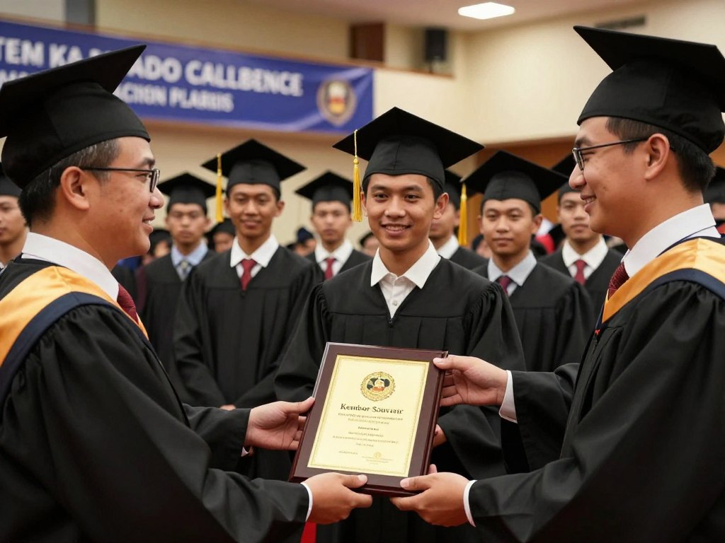 Penyampaian plakat wisuda yang khidmat
