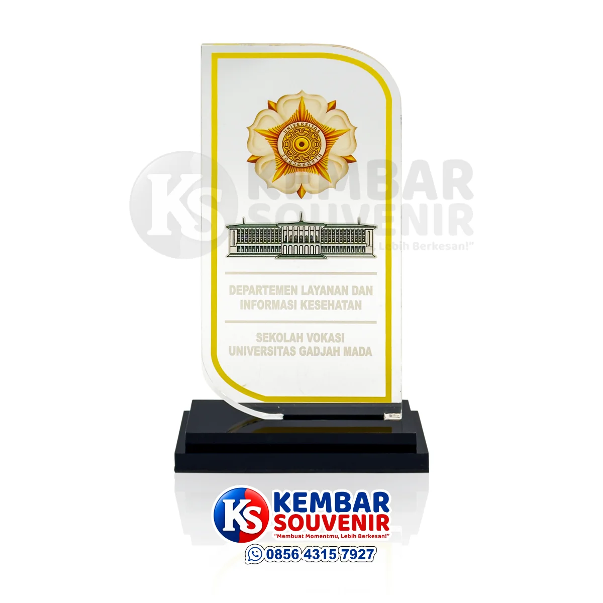 plakat akrilik universitas gadjah mada custom