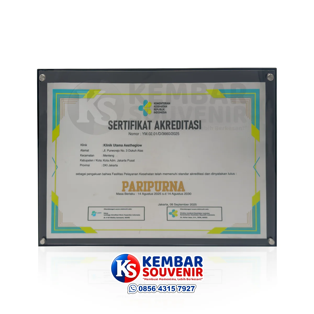 plakat sertifikat akreditasi kementerian kesehatan